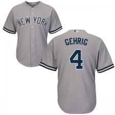 Youth Majestic New York Yankees #4 Lou Gehrig Authentic Grey Road MLB Jersey