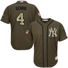 Youth Majestic New York Yankees #4 Lou Gehrig Replica Green Salute to Service MLB Jersey