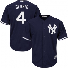 Youth Majestic New York Yankees #4 Lou Gehrig Replica Navy Blue Alternate MLB Jersey