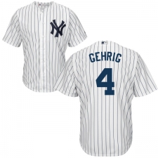 Youth Majestic New York Yankees #4 Lou Gehrig Replica White Home MLB Jersey