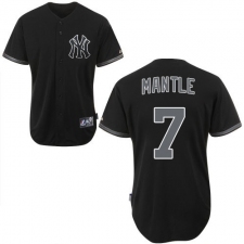 Men's Majestic New York Yankees #7 Mickey Mantle Authentic Black Fashion MLB Jersey