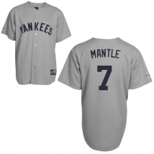 Men's Mitchell and Ness New York Yankees #7 Mickey Mantle Replica Grey Throwback MLB Jersey