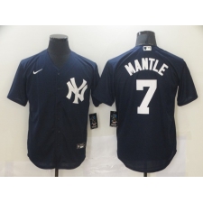 Men's New York Yankees #7 Mickey Mantle Authentic Navy Blue Nike MLB Jersey