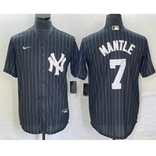 Men's New York Yankees #7 Mickey Mantle Black Pinstripe Cool Base Stitched Baseball Jersey