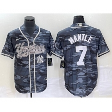 Men's New York Yankees #7 Mickey Mantle Grey Camo Cool Base Stitched Baseball Jersey1