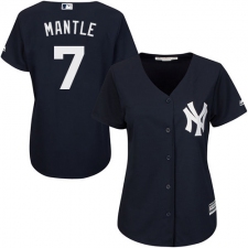 Women's Majestic New York Yankees #7 Mickey Mantle Replica Navy Blue Alternate MLB Jersey