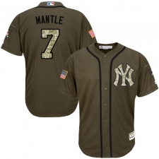 Youth Majestic New York Yankees #7 Mickey Mantle Authentic Green Salute to Service MLB Jersey