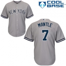 Youth Majestic New York Yankees #7 Mickey Mantle Authentic Grey Road MLB Jersey