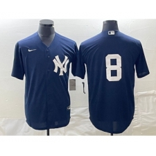 Men's Nike New York Yankees #8 Yogi Berra Navy Blue Cool Base Stitched Baseball Jersey