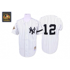 Men's Mitchell and Ness New York Yankees #12 Wade Boggs Replica White Throwback MLB Jersey