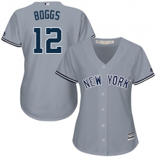 Women's Majestic New York Yankees #12 Wade Boggs Replica Grey Road MLB Jersey