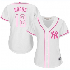 Women's Majestic New York Yankees #12 Wade Boggs Replica White Fashion Cool Base MLB Jersey