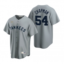 Men's Nike New York Yankees #54 Aroldis Chapman Gray Cooperstown Collection Road Stitched Baseball Jersey