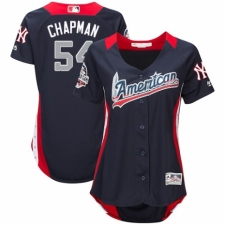 Women's Majestic New York Yankees #54 Aroldis Chapman Game Navy Blue American League 2018 MLB All-Star MLB Jersey