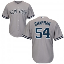 Women's Majestic New York Yankees #54 Aroldis Chapman Replica Grey Road MLB Jersey