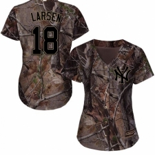 Women's Majestic New York Yankees #18 Don Larsen Authentic Camo Realtree Collection Flex Base MLB Jersey
