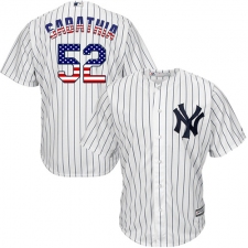 Men's Majestic New York Yankees #52 C.C. Sabathia Authentic White USA Flag Fashion MLB Jersey