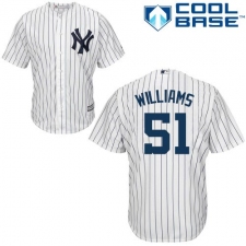 Youth Majestic New York Yankees #51 Bernie Williams Replica White Home MLB Jersey