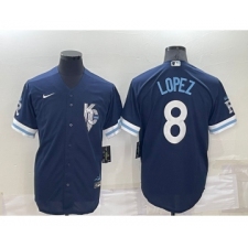 Men's Kansas City Royals #8 Nicky Lopez 2022 Navy Blue City Connect Cool Base Stitched Jersey