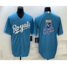 Men's Kansas City Royals Big Logo Blue Stitched MLB Cool Base Nike Jerseys