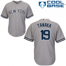 Youth Majestic New York Yankees #19 Masahiro Tanaka Replica Grey Road MLB Jersey