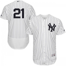 Men's Majestic New York Yankees #21 Paul O'Neill White Home Flex Base Authentic Collection MLB Jersey