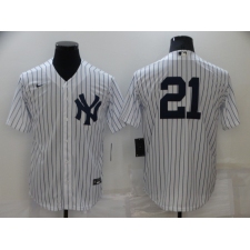 Men's New York Yankees #21 Paul O'Neill White Home Flex Base Authentic Collection Jersey