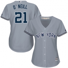 Women's Majestic New York Yankees #21 Paul O'Neill Replica Grey Road MLB Jersey