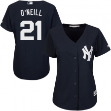 Women's Majestic New York Yankees #21 Paul O'Neill Replica Navy Blue Alternate MLB Jersey