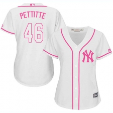 Women's Majestic New York Yankees #46 Andy Pettitte Authentic White Fashion Cool Base MLB Jersey