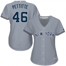 Women's Majestic New York Yankees #46 Andy Pettitte Replica Grey Road MLB Jersey