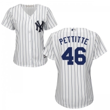 Women's Majestic New York Yankees #46 Andy Pettitte Replica White Home MLB Jersey