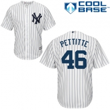 Youth Majestic New York Yankees #46 Andy Pettitte Replica White Home MLB Jersey