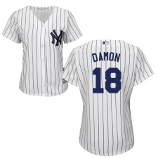 Women's Majestic New York Yankees #18 Johnny Damon Replica White Home MLB Jersey