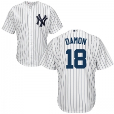 Youth Majestic New York Yankees #18 Johnny Damon Replica White Home MLB Jersey