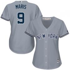 Women's Majestic New York Yankees #9 Roger Maris Replica Grey Road MLB Jersey