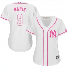 Women's Majestic New York Yankees #9 Roger Maris Replica White Fashion Cool Base MLB Jersey