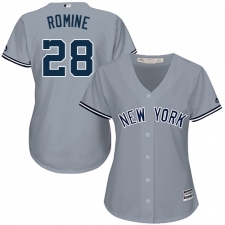 Women's Majestic New York Yankees #28 Austin Romine Replica Grey Road MLB Jersey
