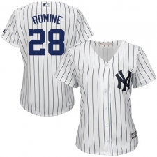 Women's Majestic New York Yankees #28 Austin Romine Replica White Home MLB Jersey