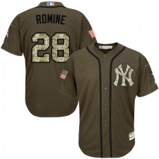 Youth Majestic New York Yankees #28 Austin Romine Replica Green Salute to Service MLB Jersey