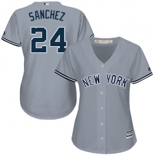 Women's Majestic New York Yankees #24 Gary Sanchez Replica Grey Road MLB Jersey