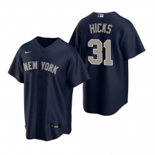 Men's Nike New York Yankees #31 Aaron Hicks Navy Alternate Stitched Baseball Jersey