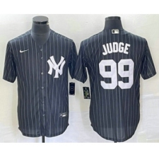 Men's New York Yankees #99 Aaron Judge Black Pinstripe Cool Base Stitched Baseball Jersey