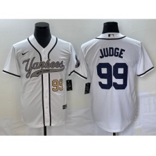 Men's New York Yankees #99 Aaron Judge Number White Cool Base Stitched Baseball Jersey