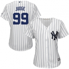 Women's Majestic New York Yankees #99 Aaron Judge Replica White Home MLB Jersey