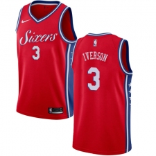Men's Nike Philadelphia 76ers #3 Allen Iverson Authentic Red Alternate NBA Jersey Statement Edition