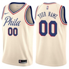 Men's Nike Philadelphia 76ers Customized Authentic Cream NBA Jersey - City Edition
