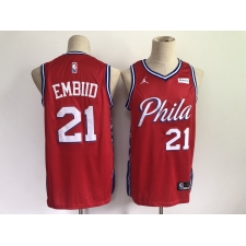 Men's Philadelphia 76ers #21 Joel Embiid Red Basketball Swingman Jersey