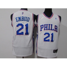 Men's Philadelphia 76ers #21 Joel Embiid White 75th Anniversary Association Edition Swingman Stitched Jersey