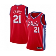 Women's Philadelphia 76ers #21 Joel Embiid Swingman Red Finished Basketball Jersey - Statement Edition
